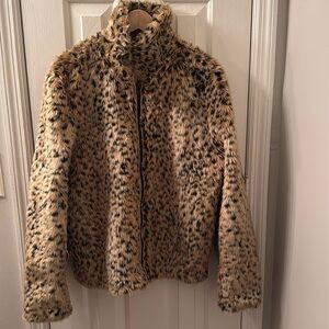 Faux Fur Animal Print Jacket